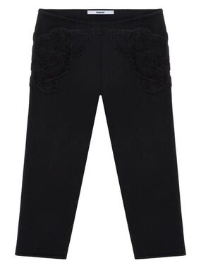 TANK AIR Black Embroidered Ponte Crop Pants